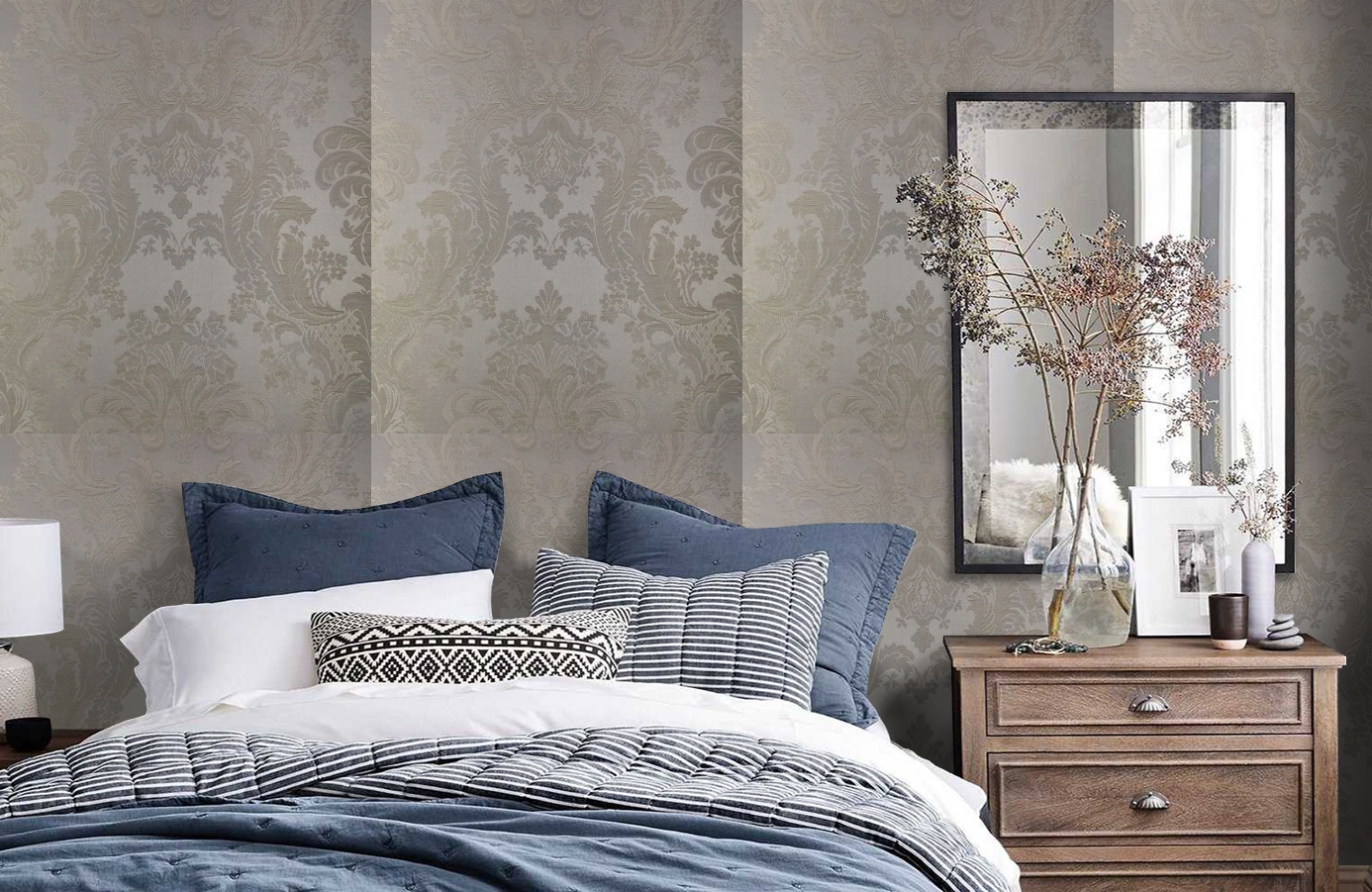 Обои 4630-G1 фото в интерьере спальни