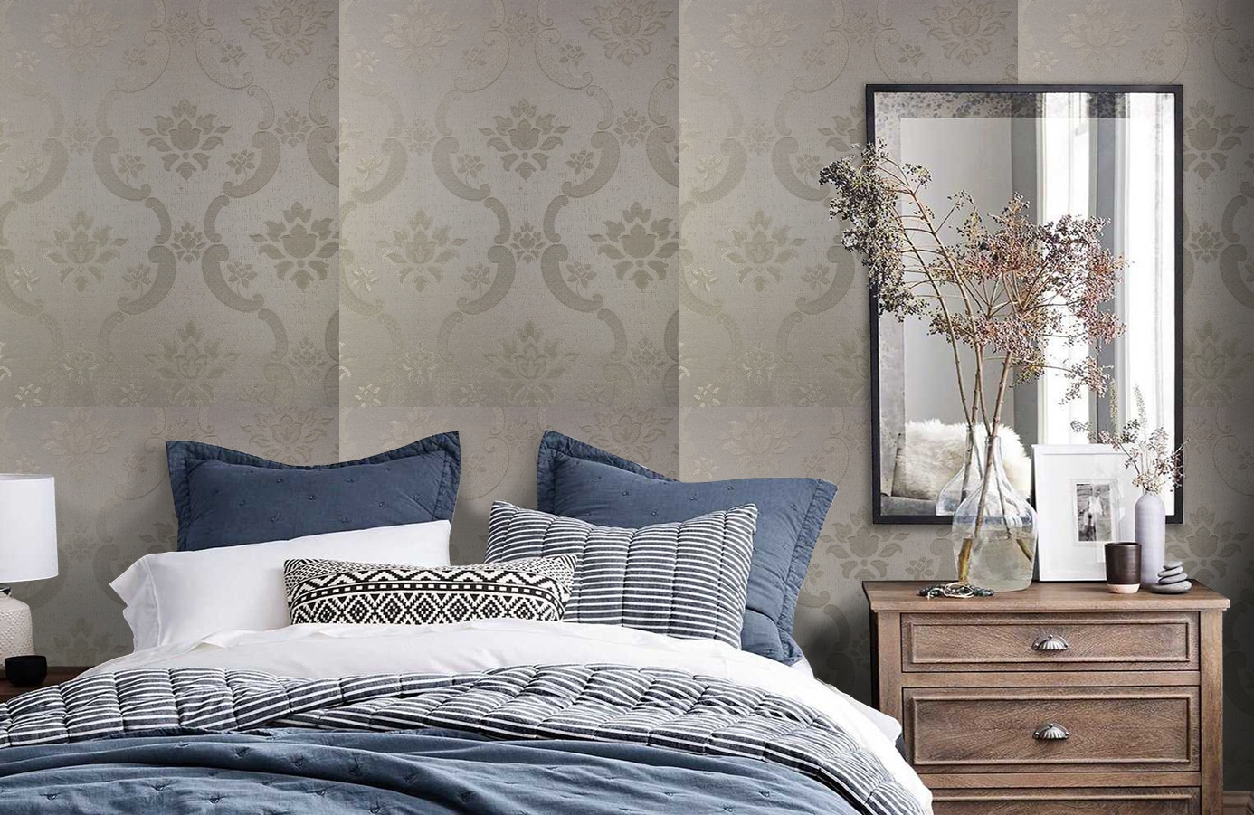 Обои 4630-V1 фото в интерьере спальни