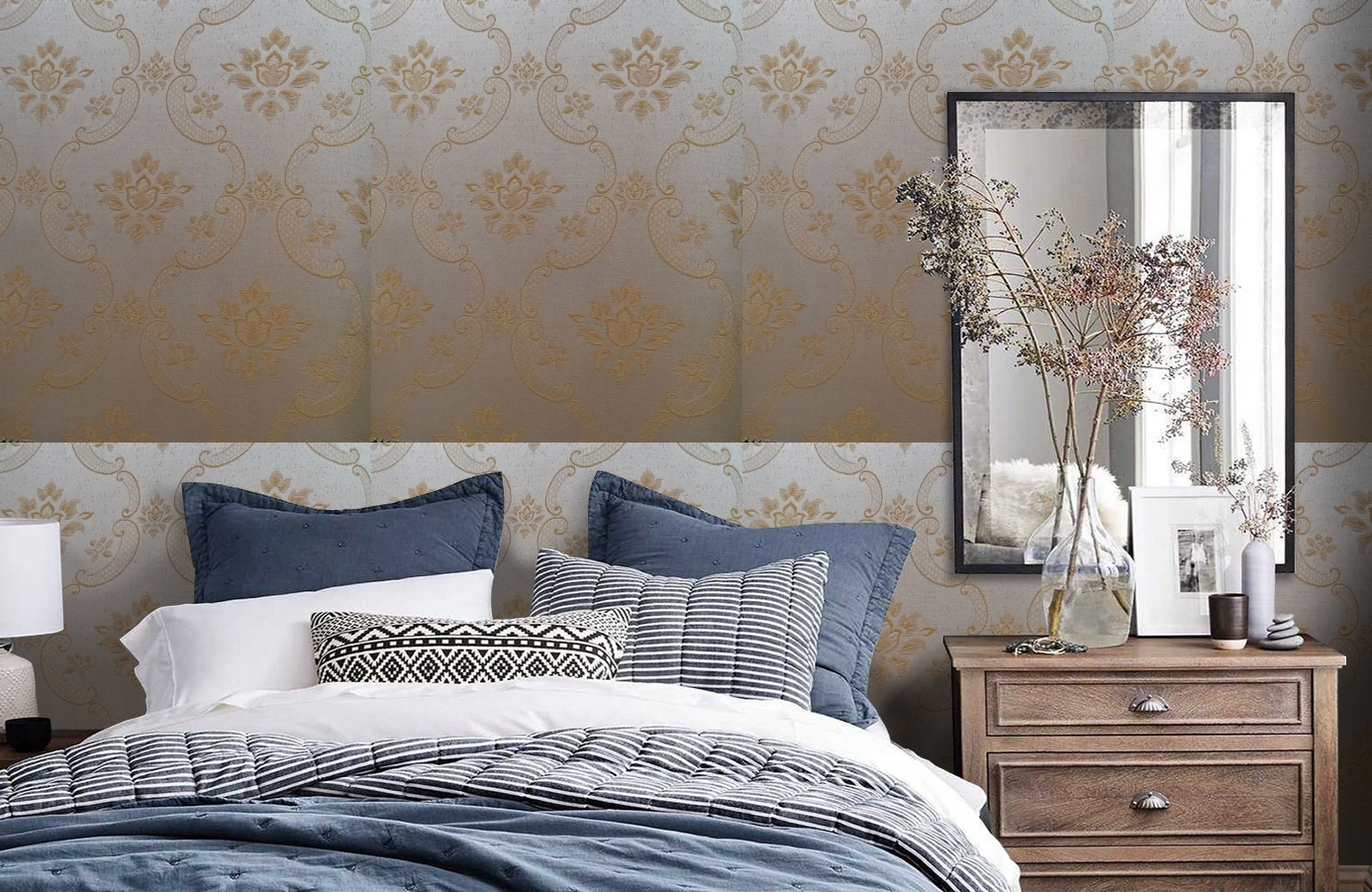 Обои 4630-Y2 фото в интерьере спальни