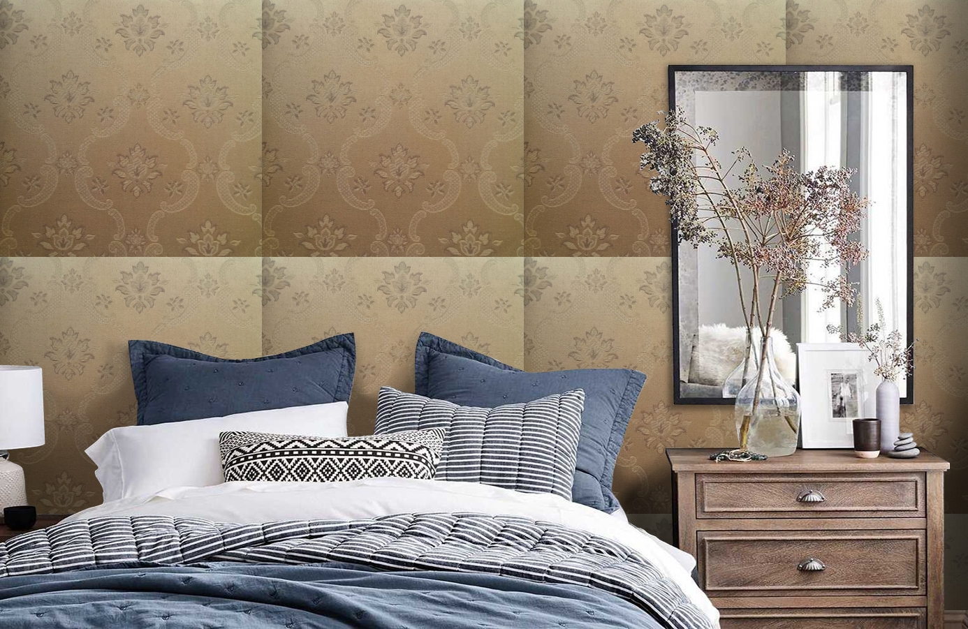 Обои 4630-YY2 фото в интерьере спальни