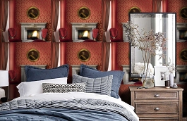 Обои 2 фото в интерьере спальни превью