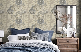 Обои M9206-8009 фото в интерьере спальни превью