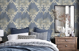 Обои M9213-8008 фото в интерьере спальни превью