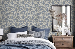 Обои M9411-8008 фото в интерьере спальни превью