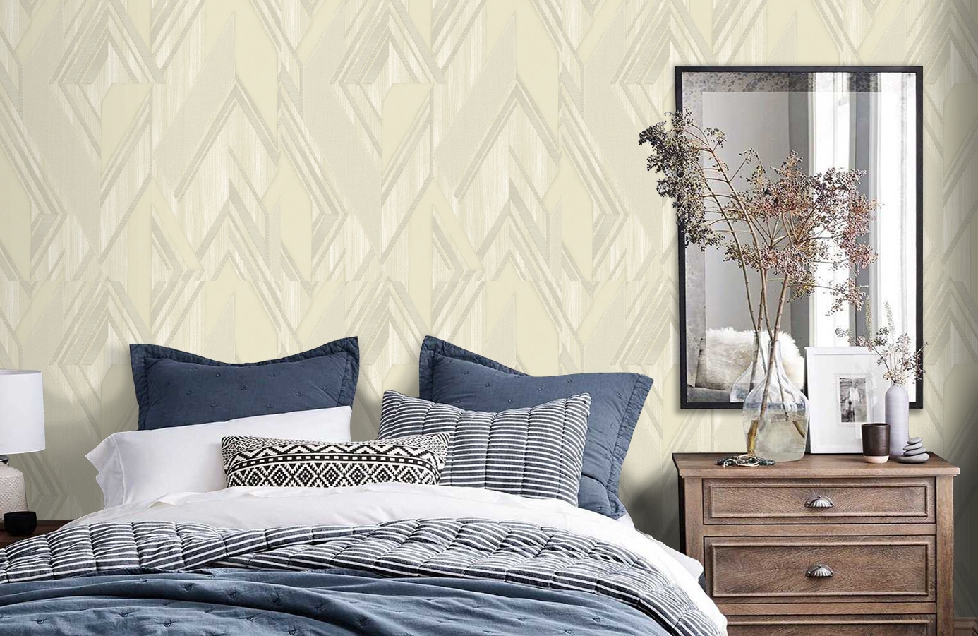 Обои 1205-2 фото в интерьере спальни