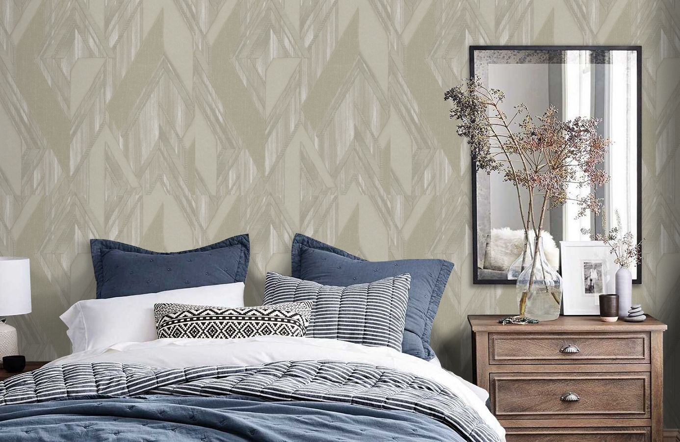 Обои 1205-3 фото в интерьере спальни