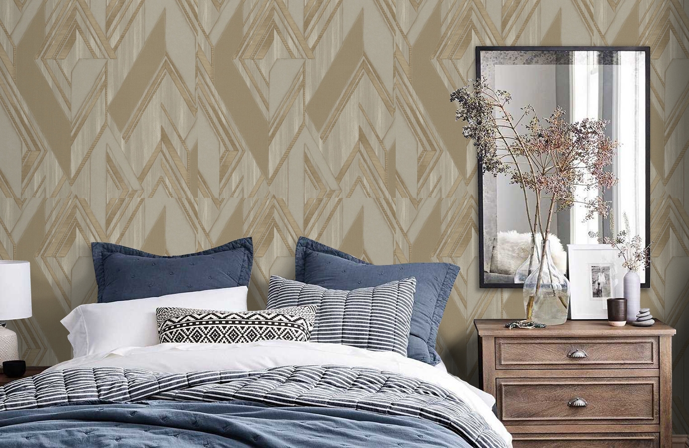 Обои 1205-4 фото в интерьере спальни