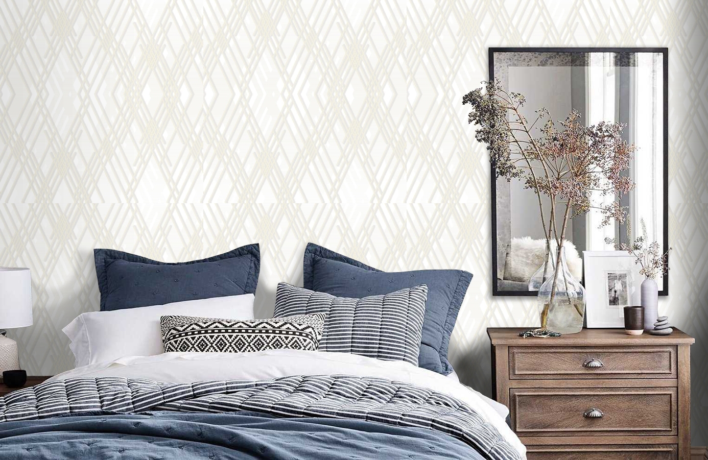 Обои 1213-1 фото в интерьере спальни