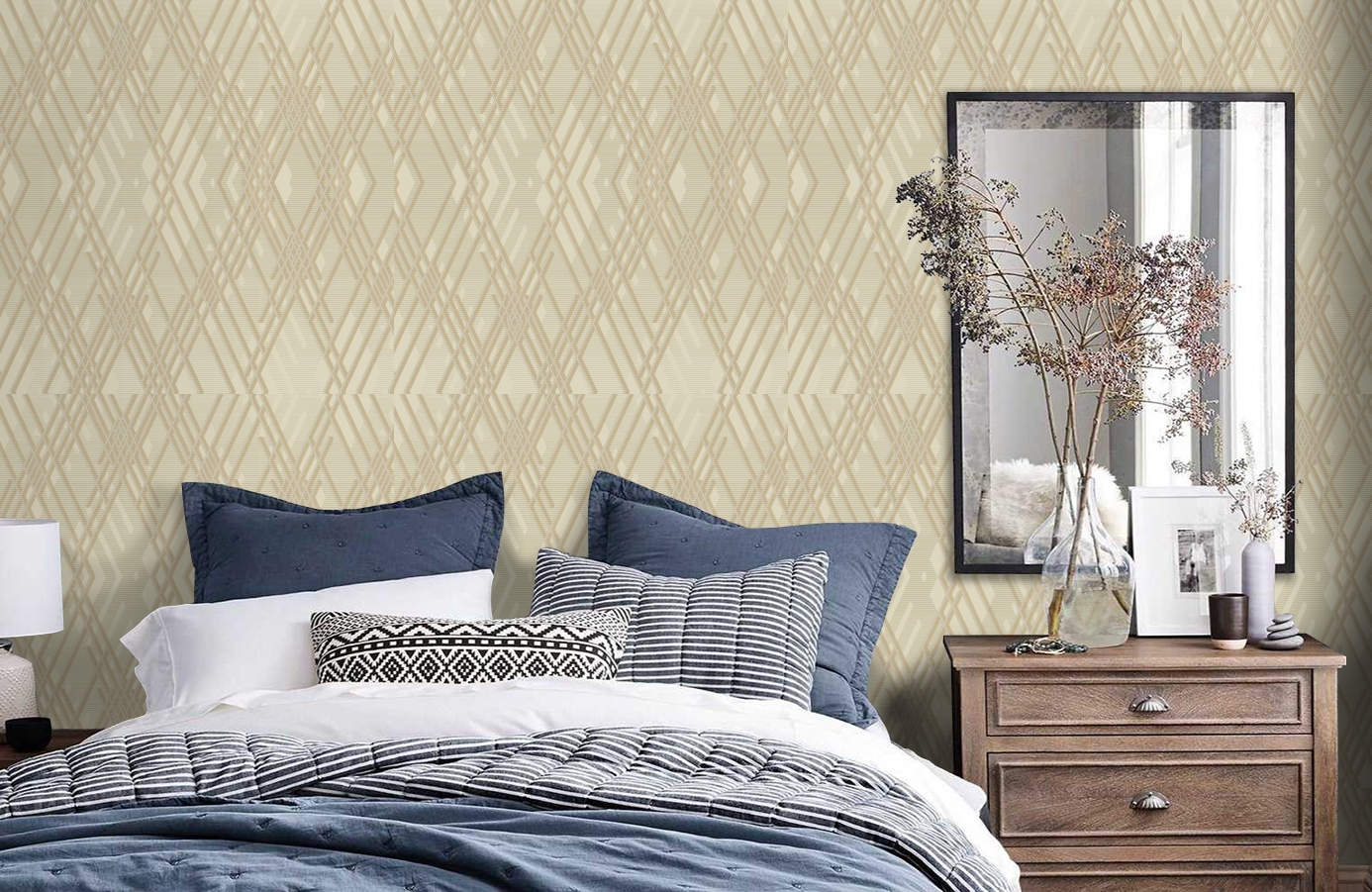 Обои 1213-3 фото в интерьере спальни