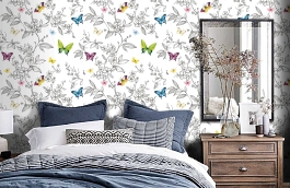 Обои 1606-1 фото в интерьере спальни превью