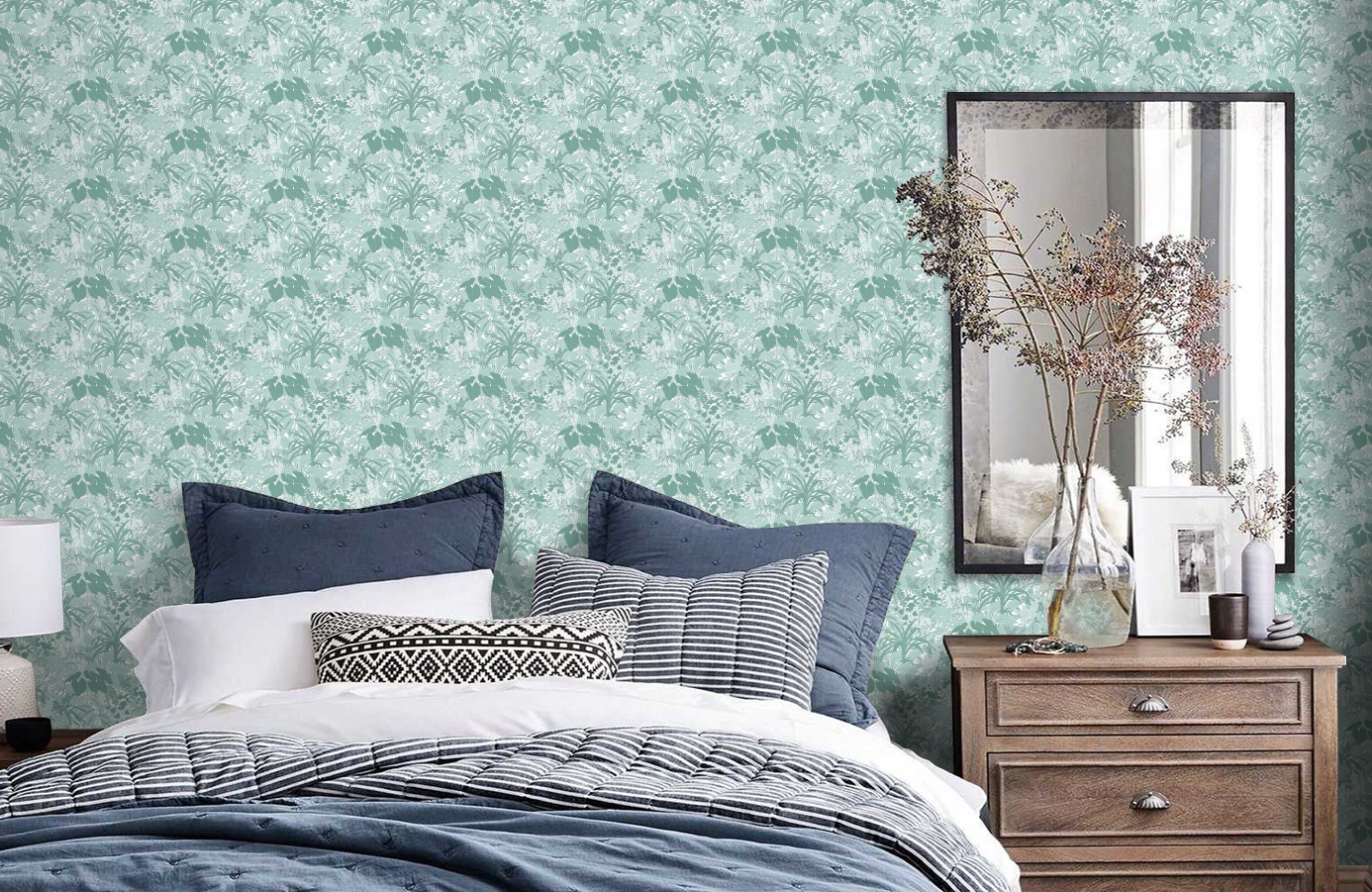 Обои 7011-4 фото в интерьере спальни