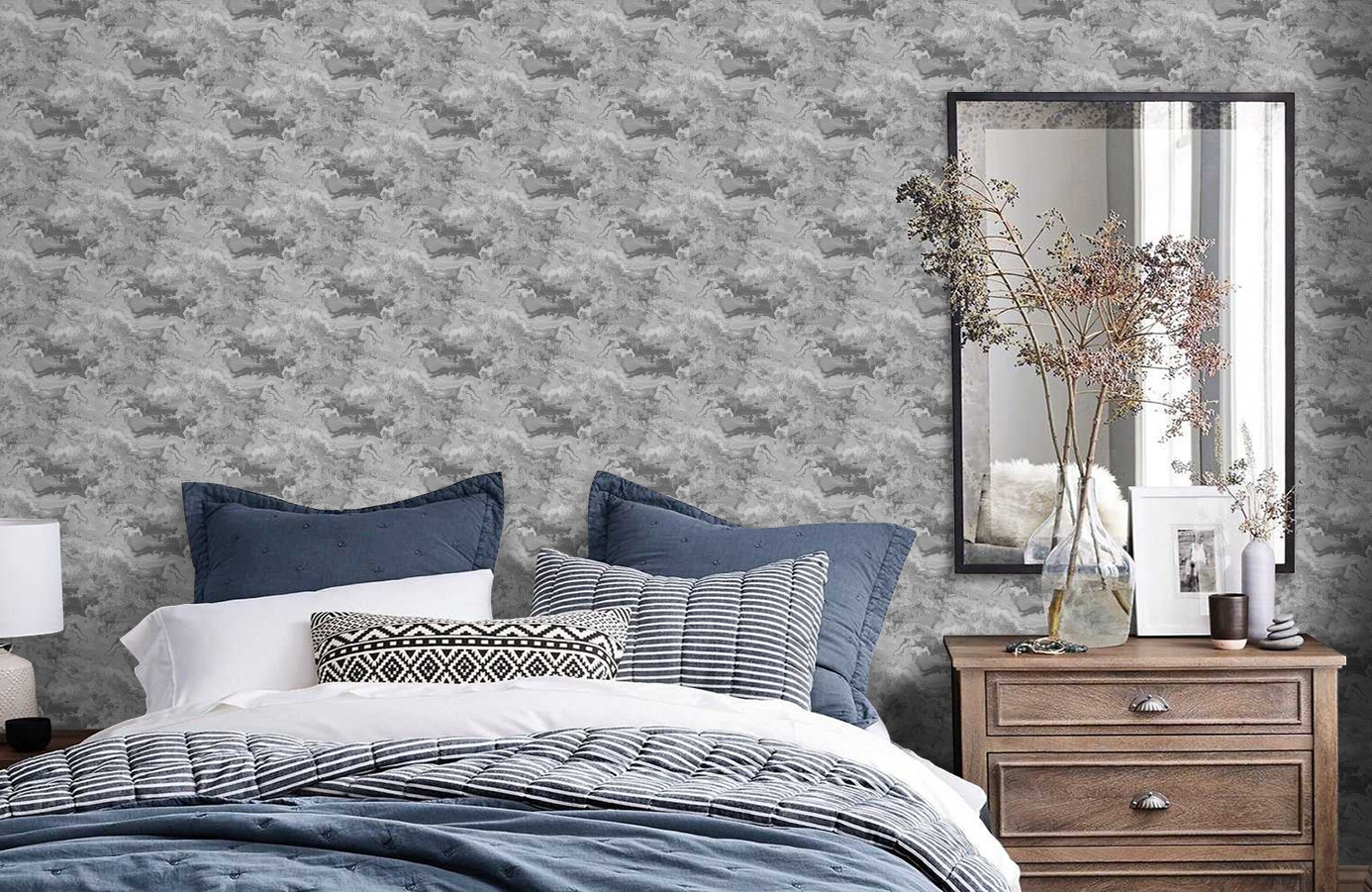 Обои 7012-4 фото в интерьере спальни