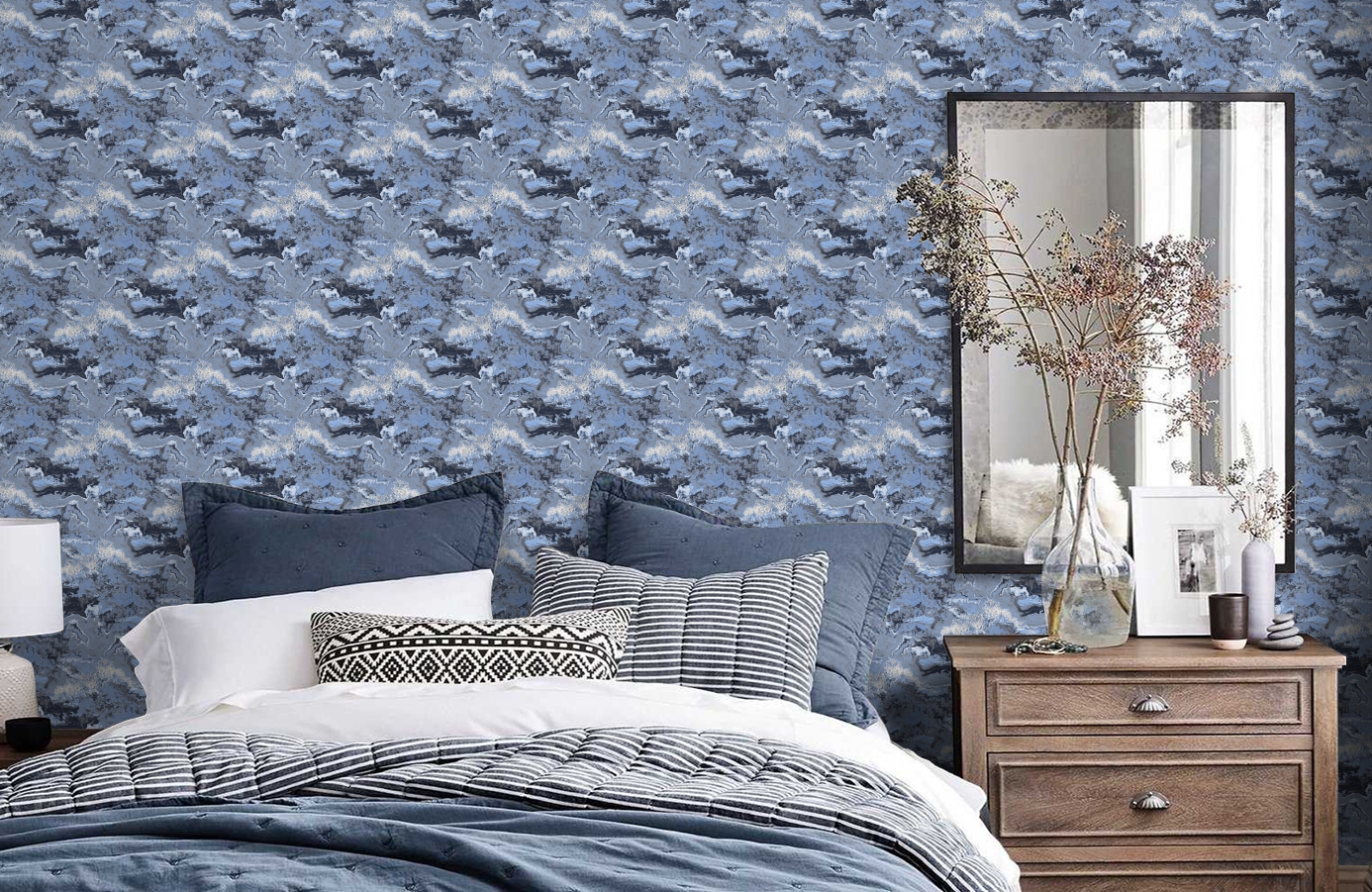 Обои 7012-6 фото в интерьере спальни