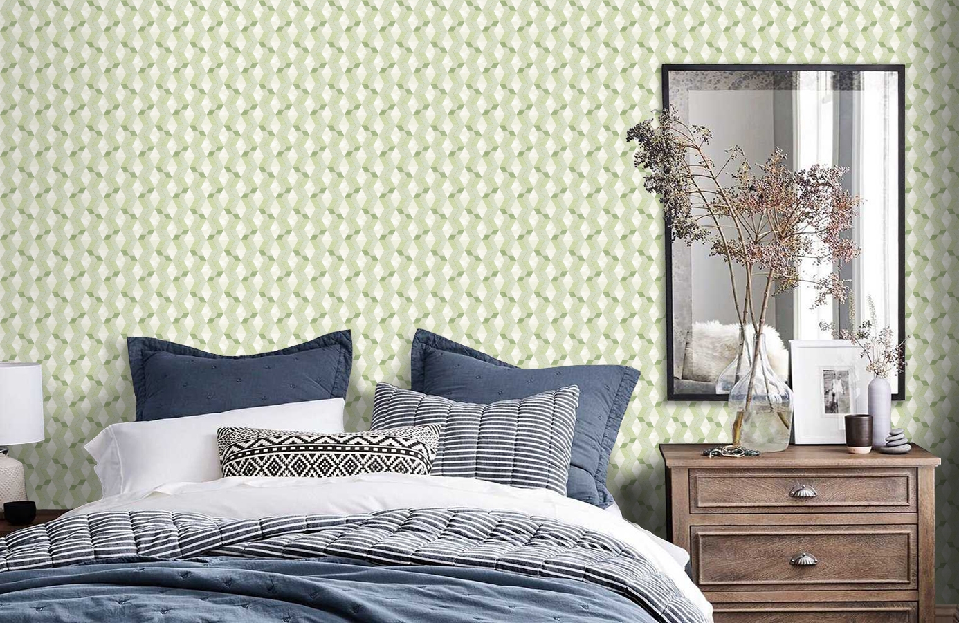 Обои 7013-3 фото в интерьере спальни