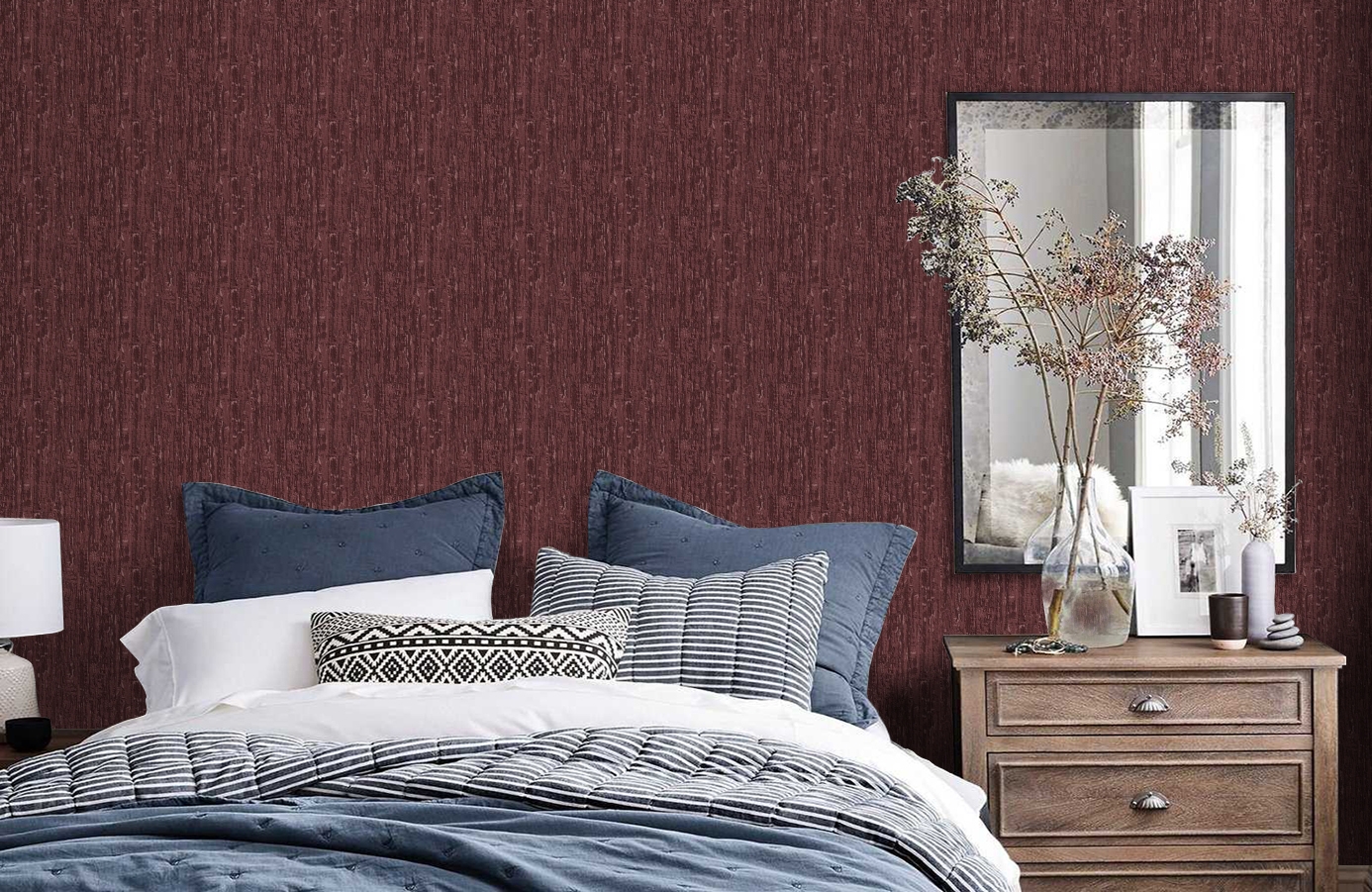 Обои RDT2203-9 фото в интерьере спальни