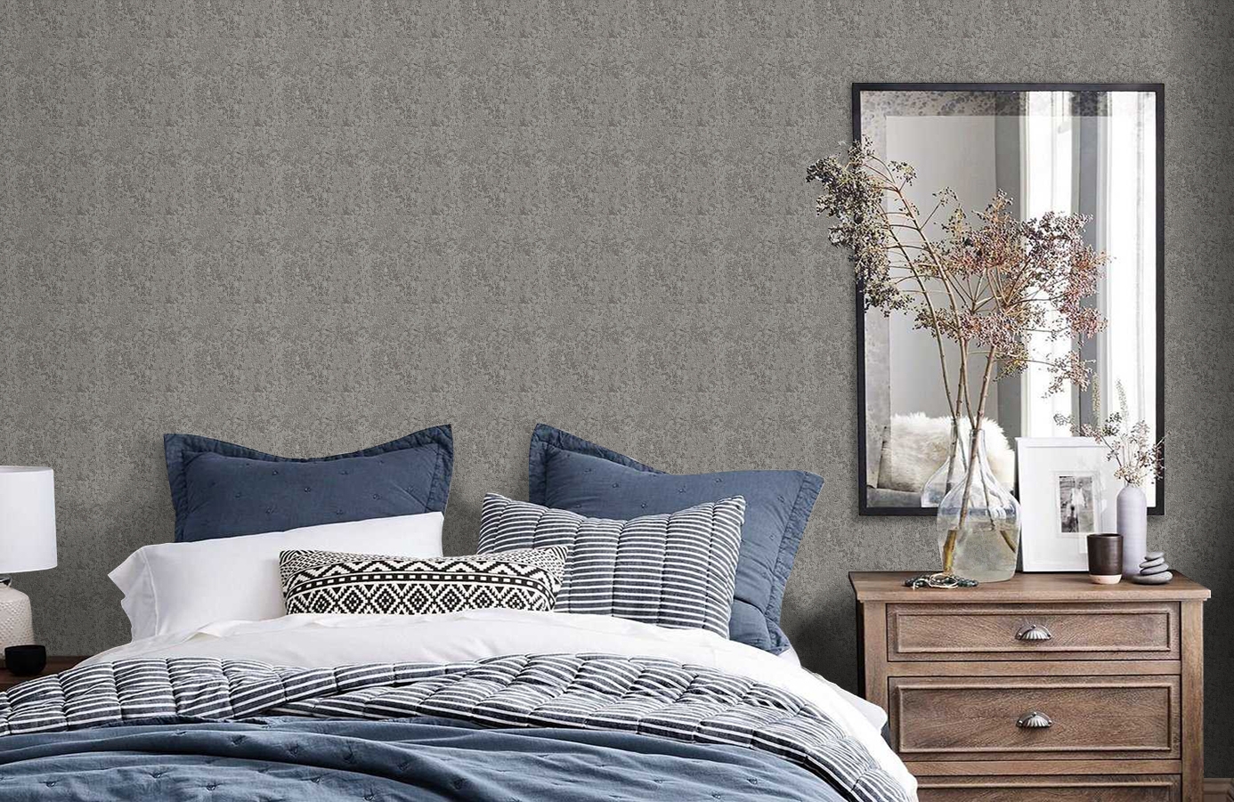 Обои RDT2204-5 фото в интерьере спальни