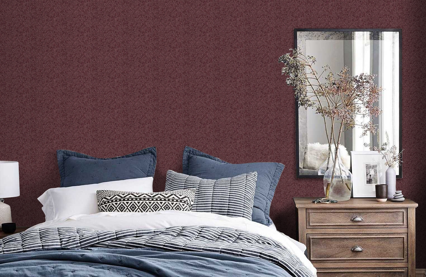 Обои RDT2205-10 фото в интерьере спальни