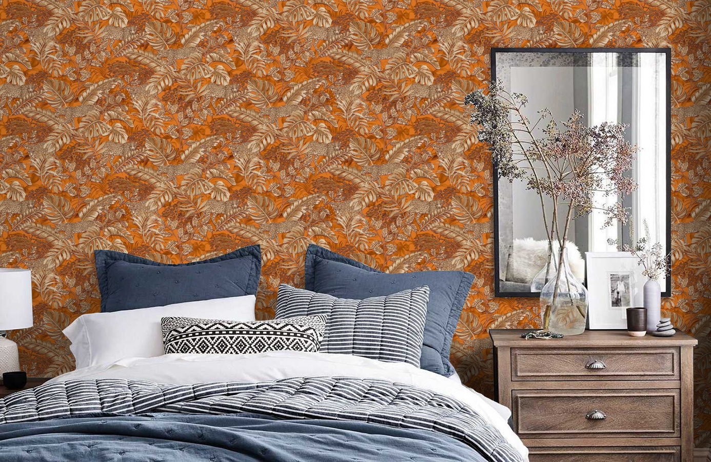 Обои RDT2206-6 фото в интерьере спальни