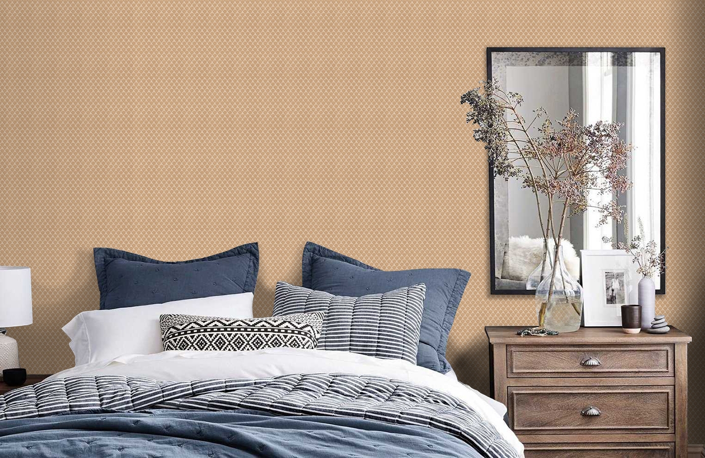 Обои RDT2208-3 фото в интерьере спальни