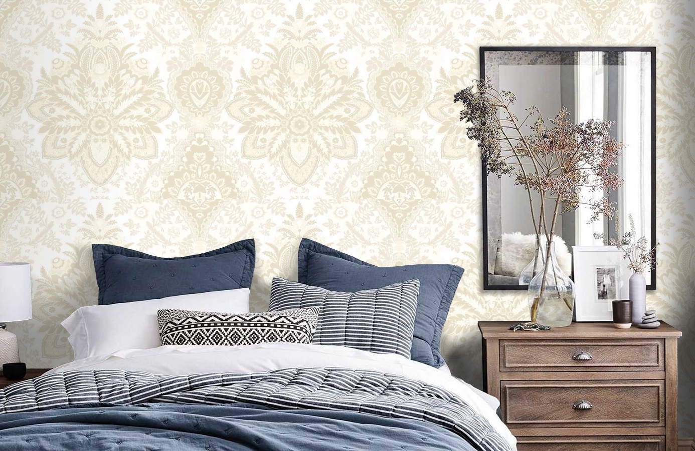Обои RJC4011-1 фото в интерьере спальни Обои RJC4011-1 фото в интерьере спальни