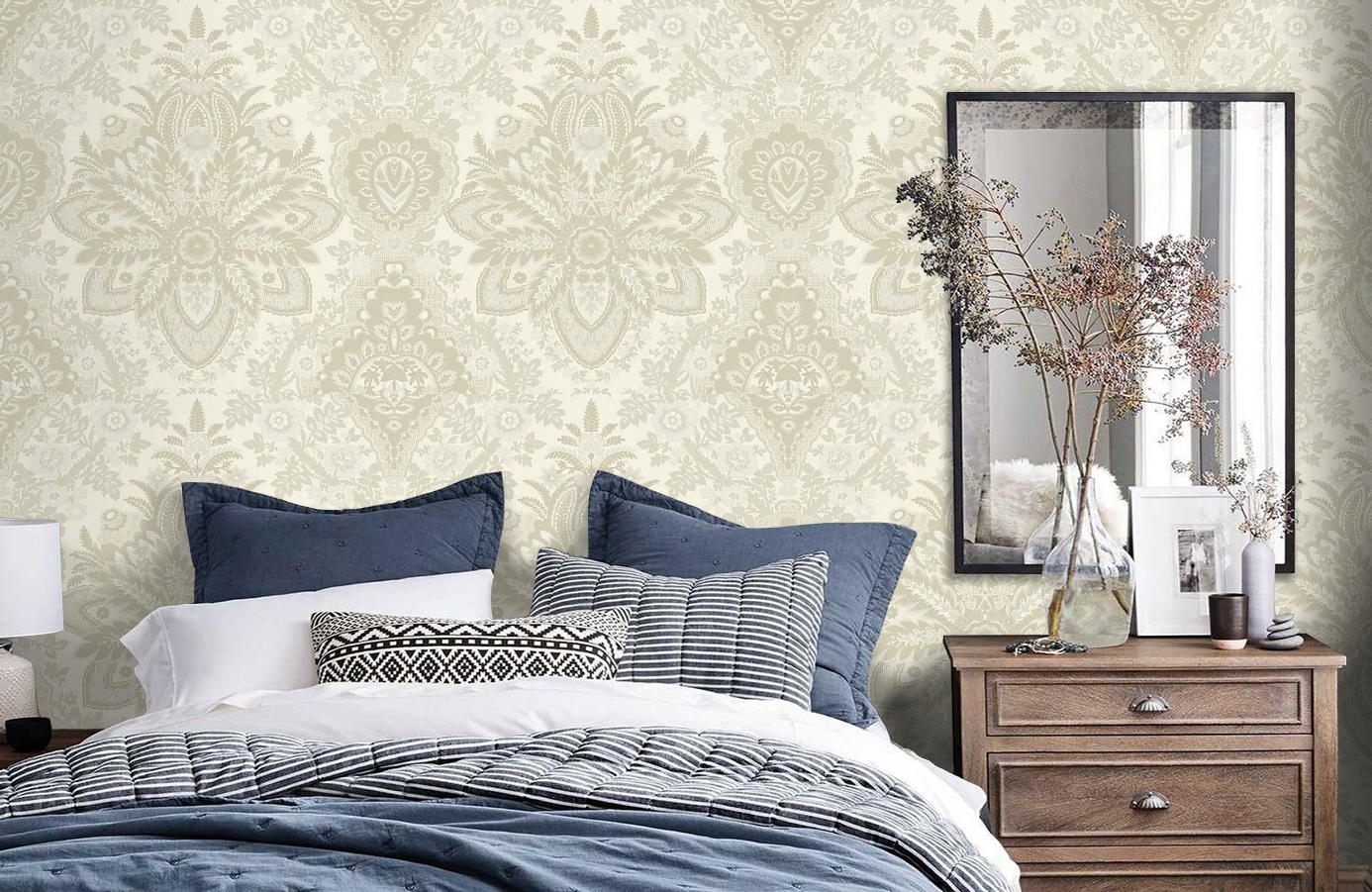 Обои RJC4011-2 фото в интерьере спальни