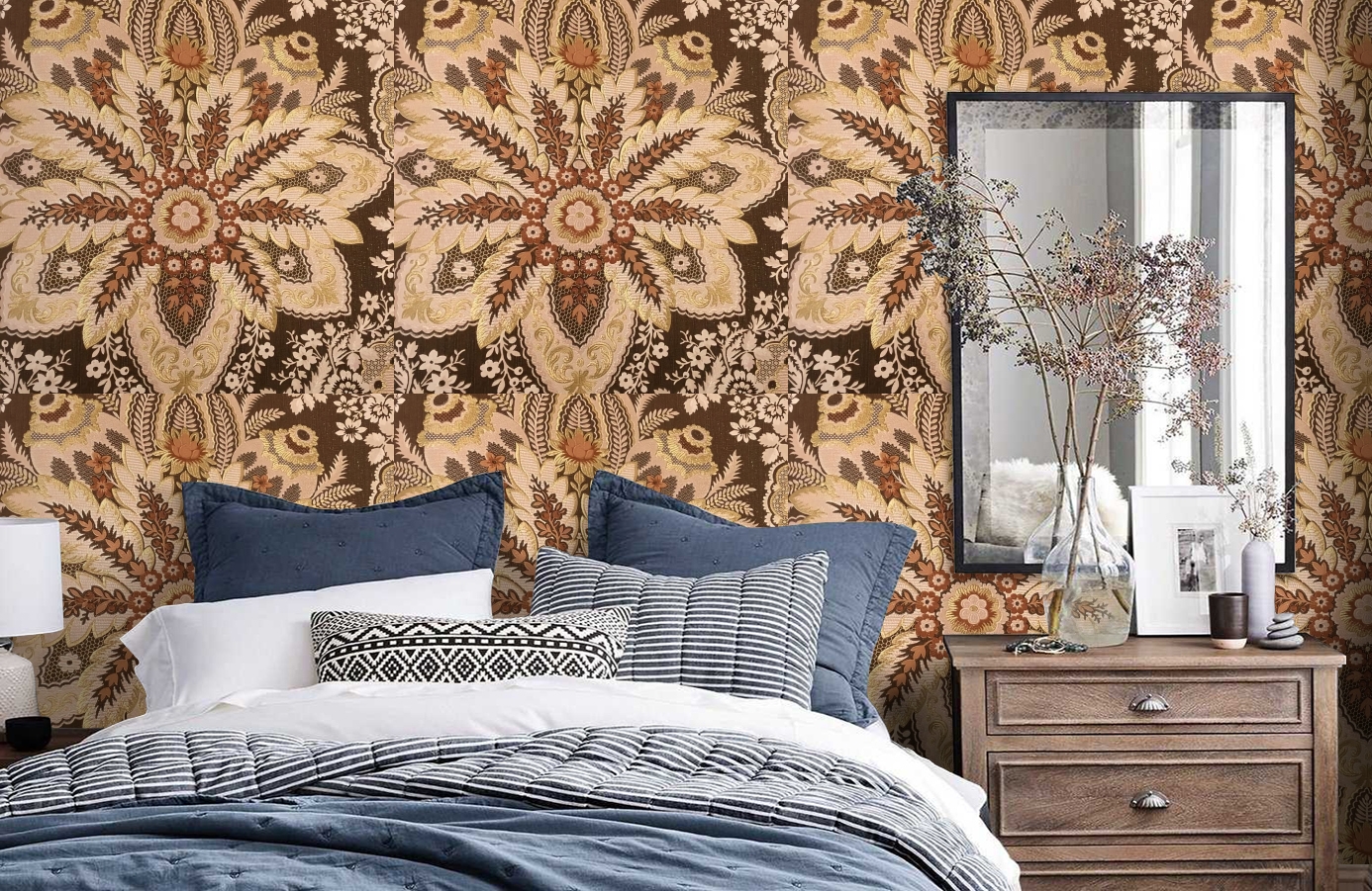 Обои RJC4011-8 фото в интерьере спальни Обои RJC4011-8 фото в интерьере спальни