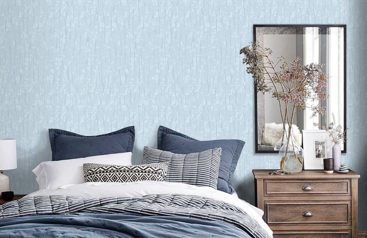 Обои RMH1011-3 фото в интерьере спальни