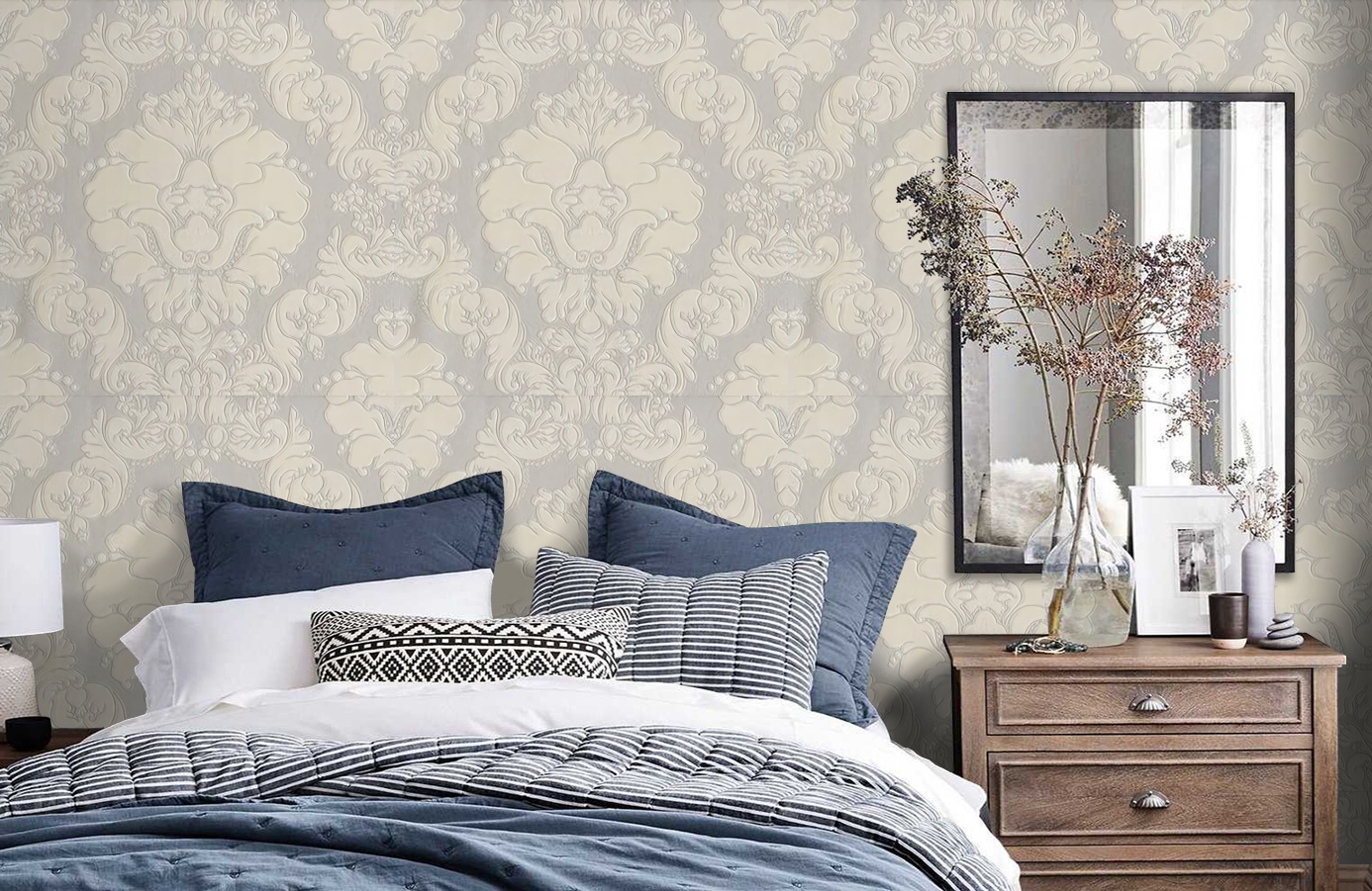 Обои 37165-5 фото в интерьере спальни