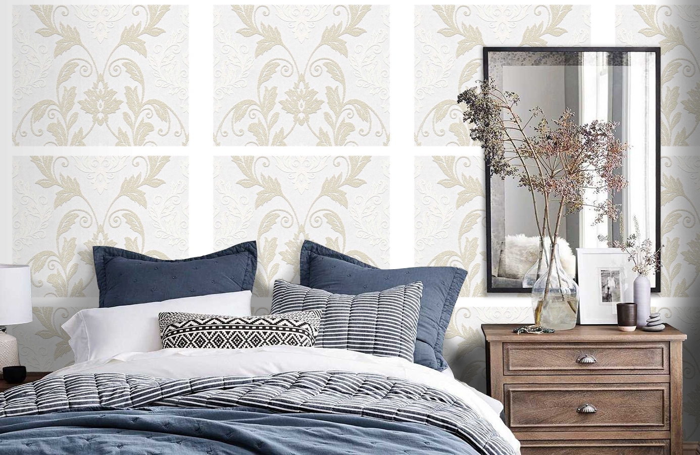 Обои 95168-1 фото в интерьере спальни