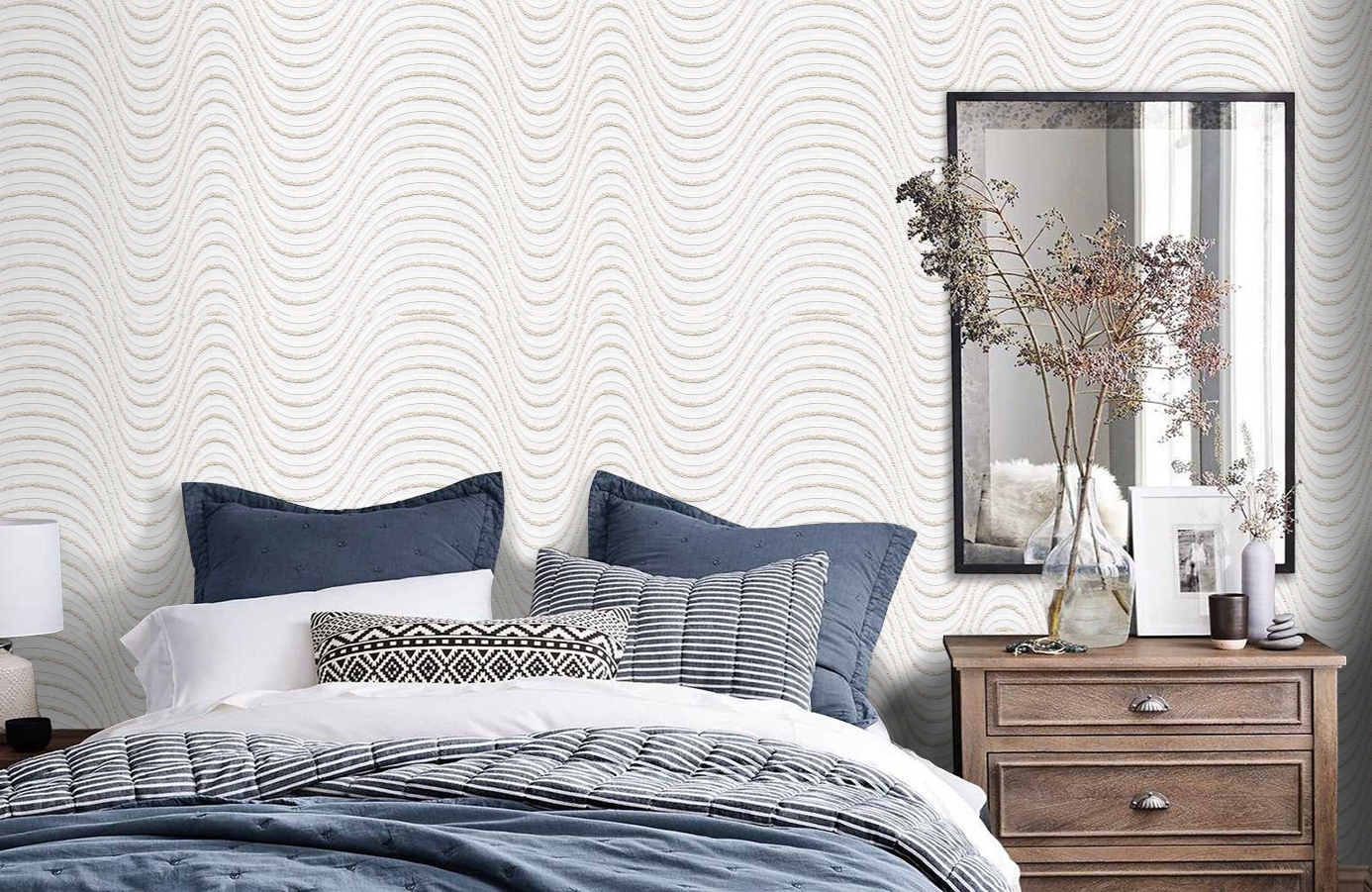 Обои 95401-5 фото в интерьере спальни