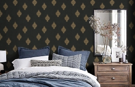 Обои K9505B фото в интерьере спальни превью