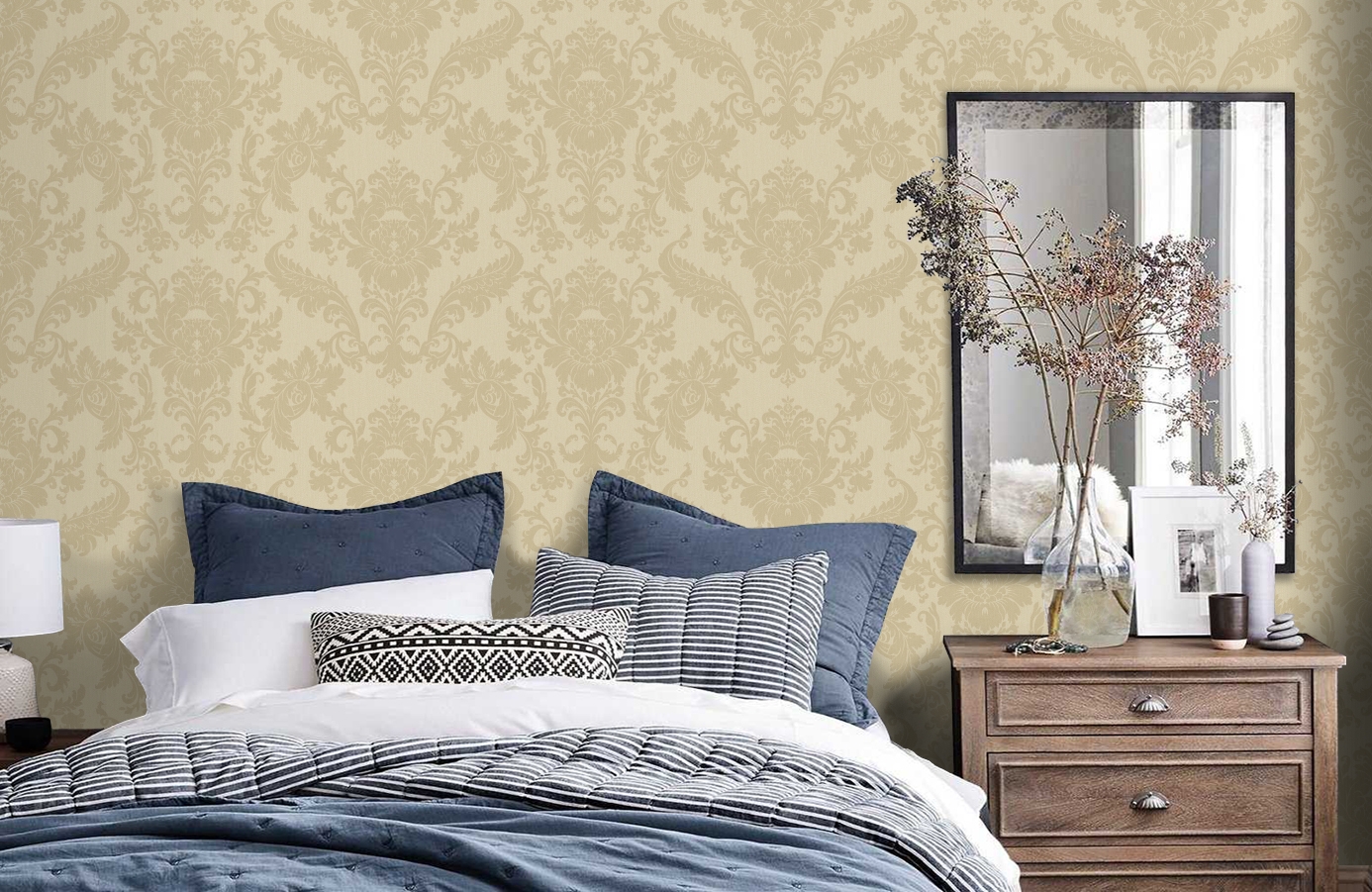 Обои AD2004 фото в интерьере спальни