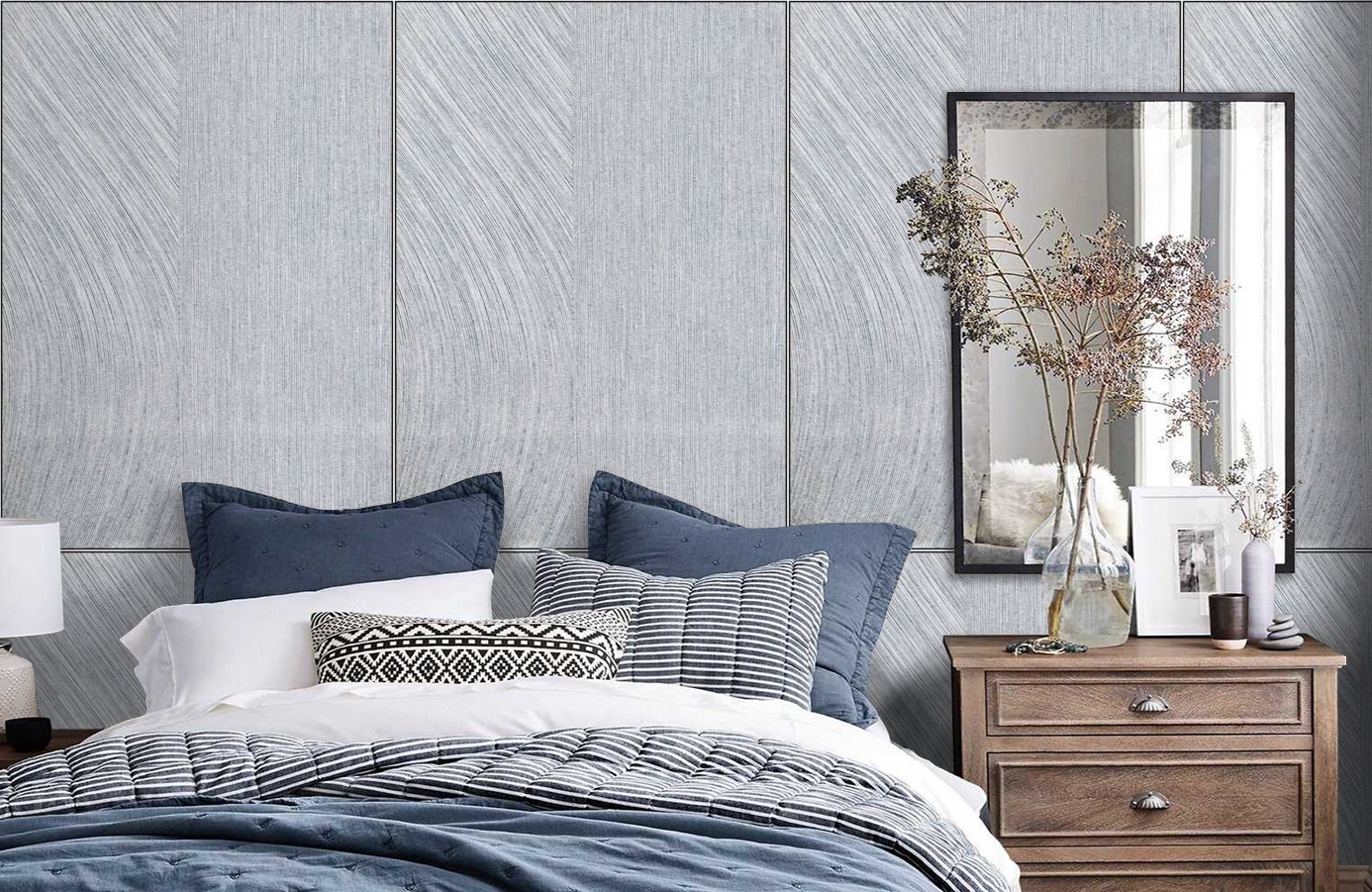 Обои 1051-11 фото в интерьере спальни