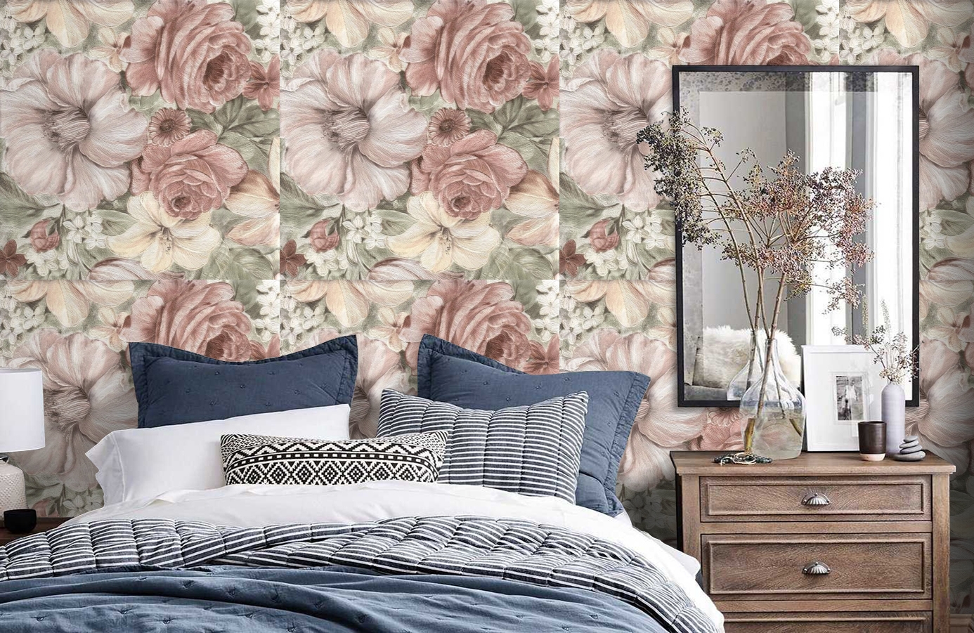 Обои 1110-04 фото в интерьере спальни