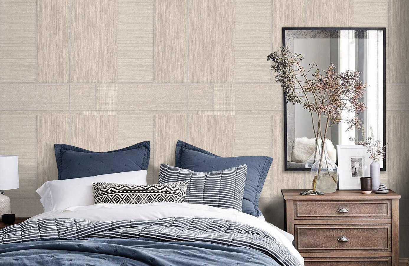 Обои 1119-01 фото в интерьере спальни