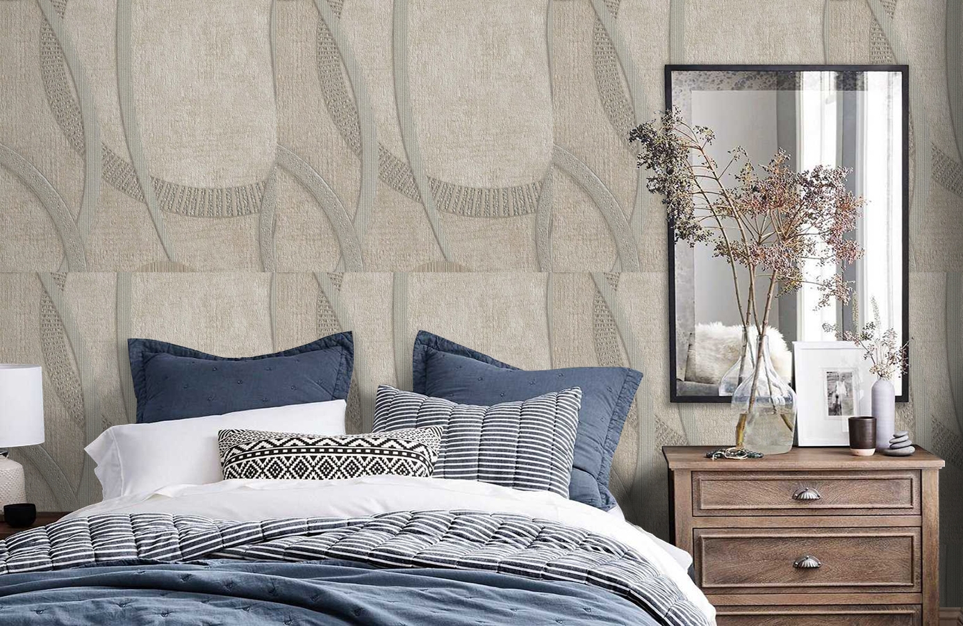 Обои 1127-02 фото в интерьере спальни