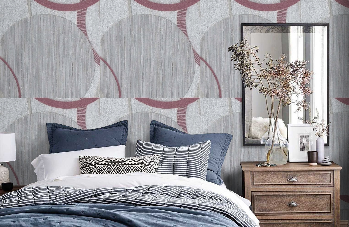 Обои 1127-07 фото в интерьере спальни