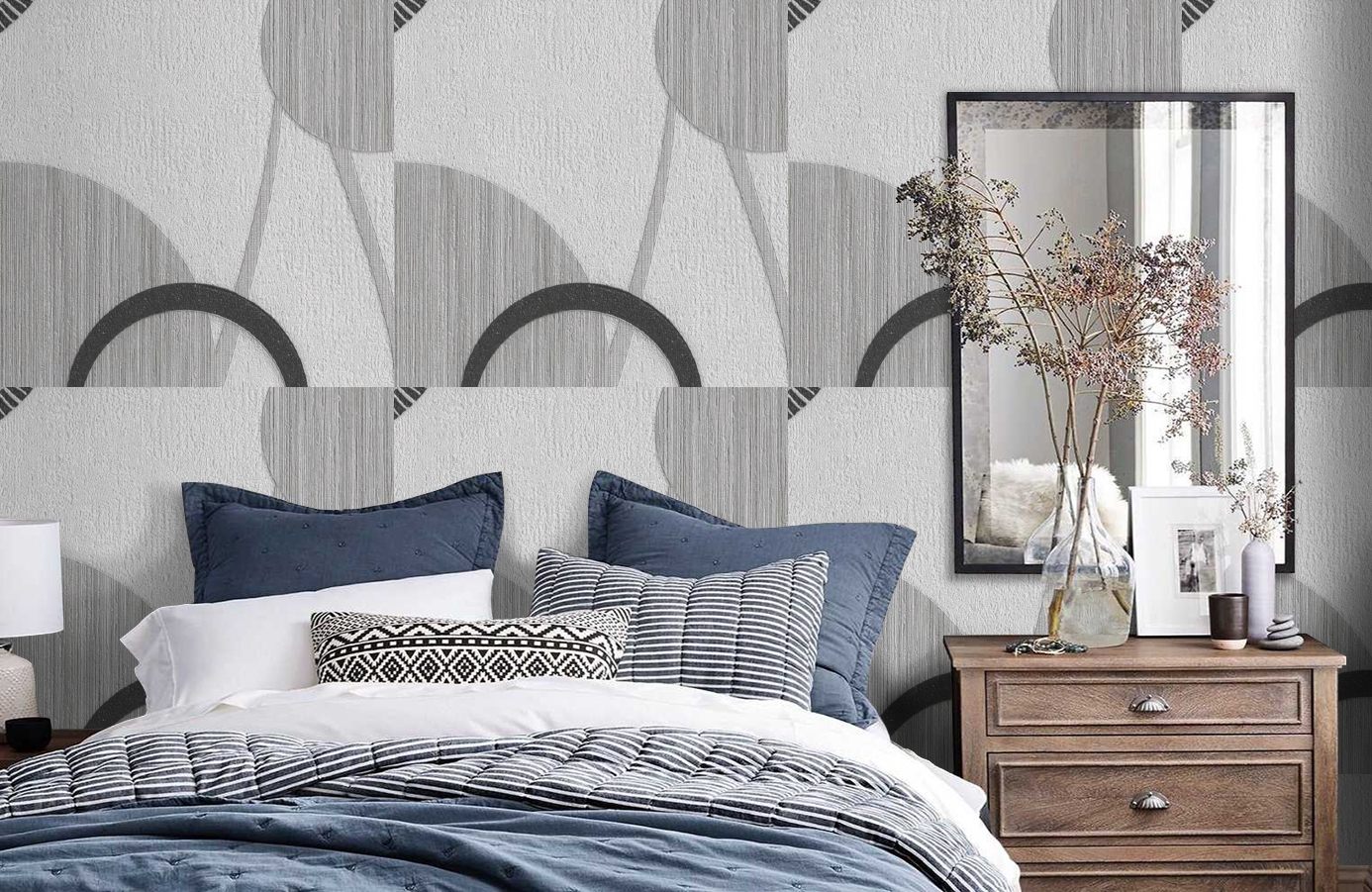 Обои 1127-11 фото в интерьере спальни