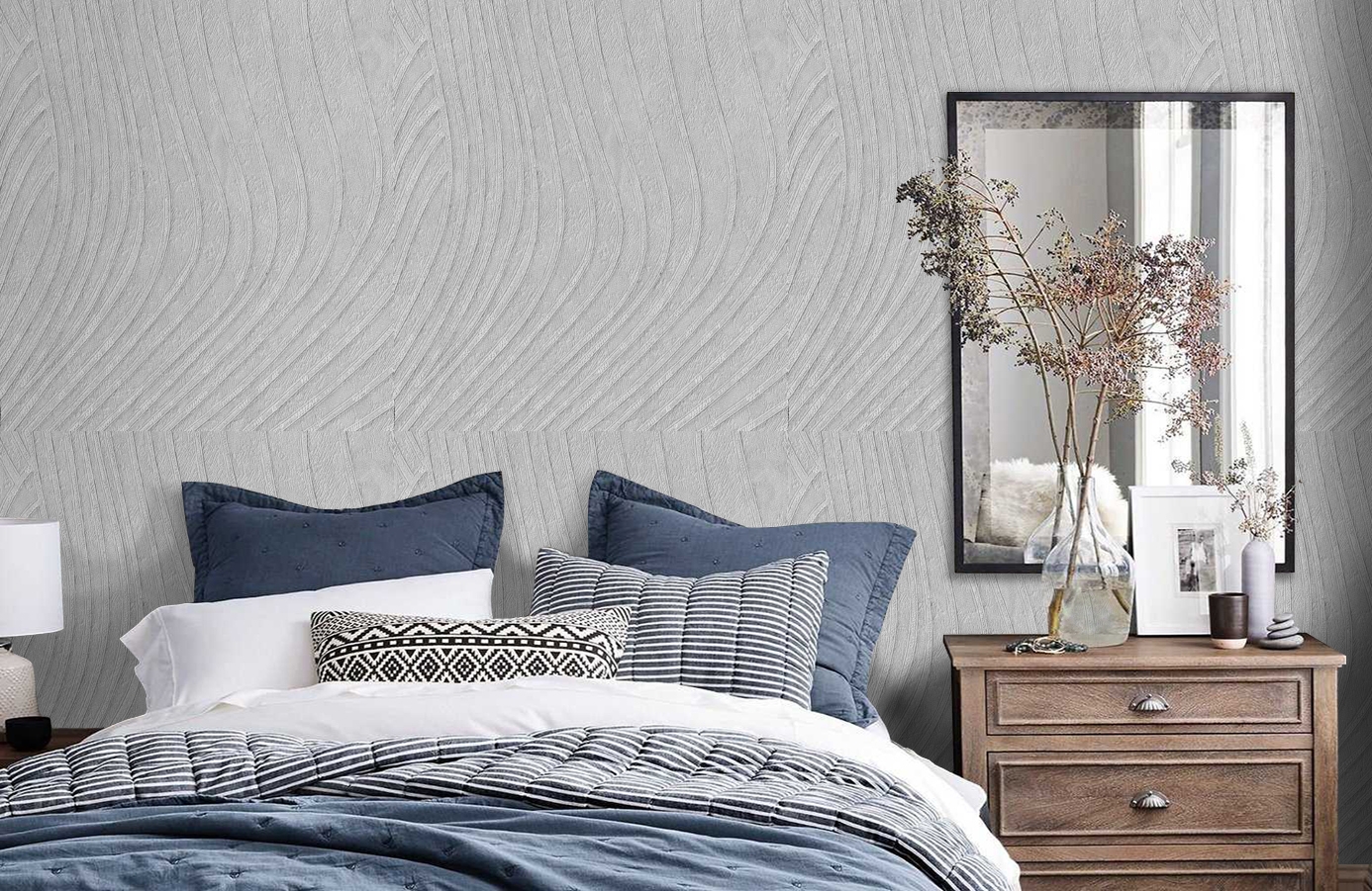 Обои 1131-11 фото в интерьере спальни