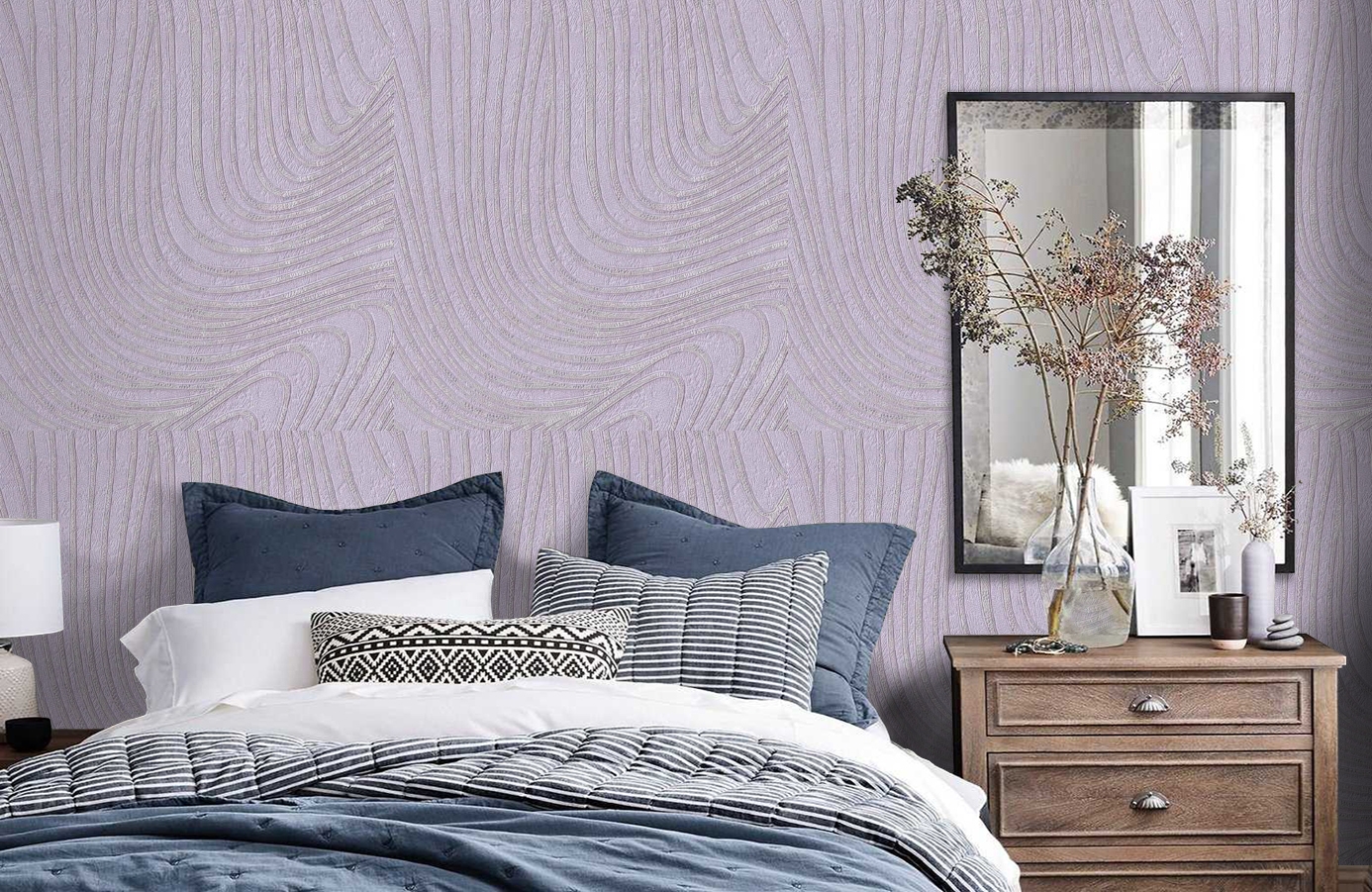 Обои 1131-18 фото в интерьере спальни