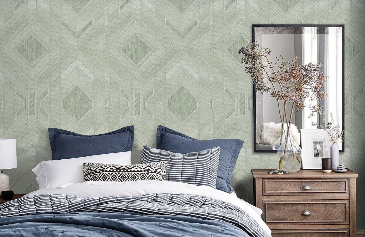 Обои 1133-04 фото в интерьере спальни