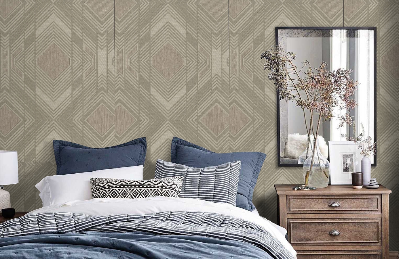 Обои 1133-12 фото в интерьере спальни