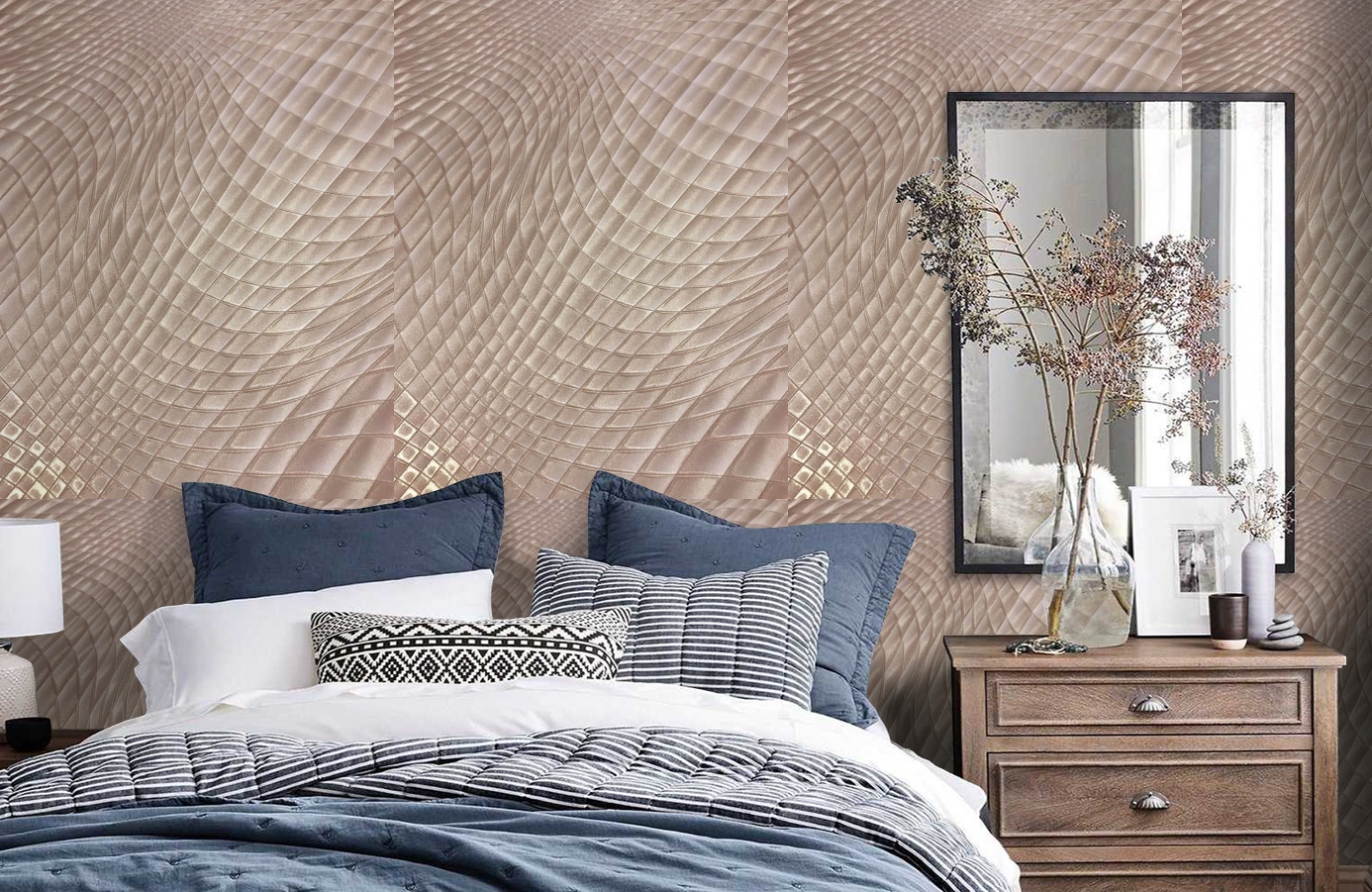 Обои 1139-02 фото в интерьере спальни