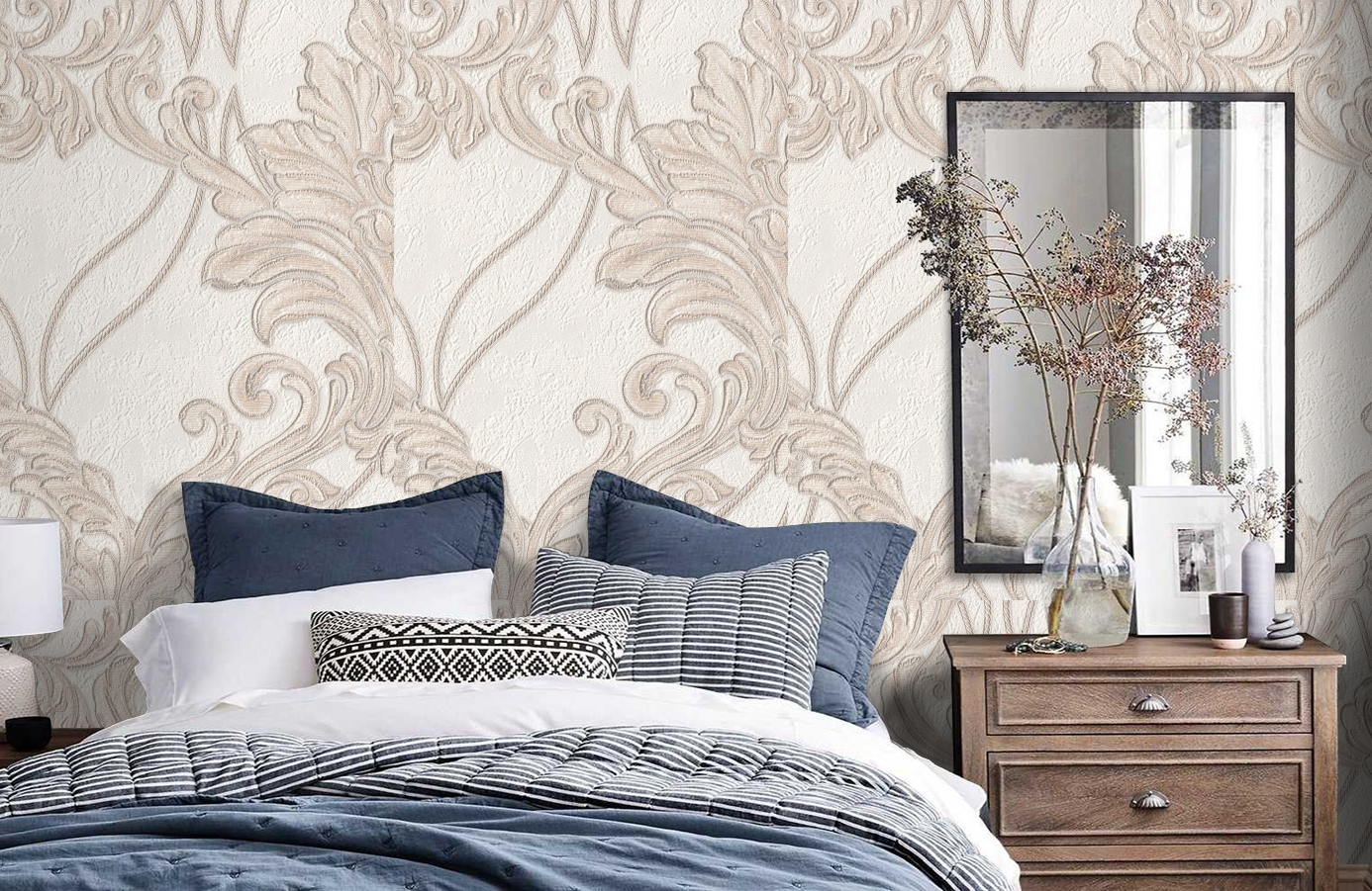 Обои 1153-00 фото в интерьере спальни