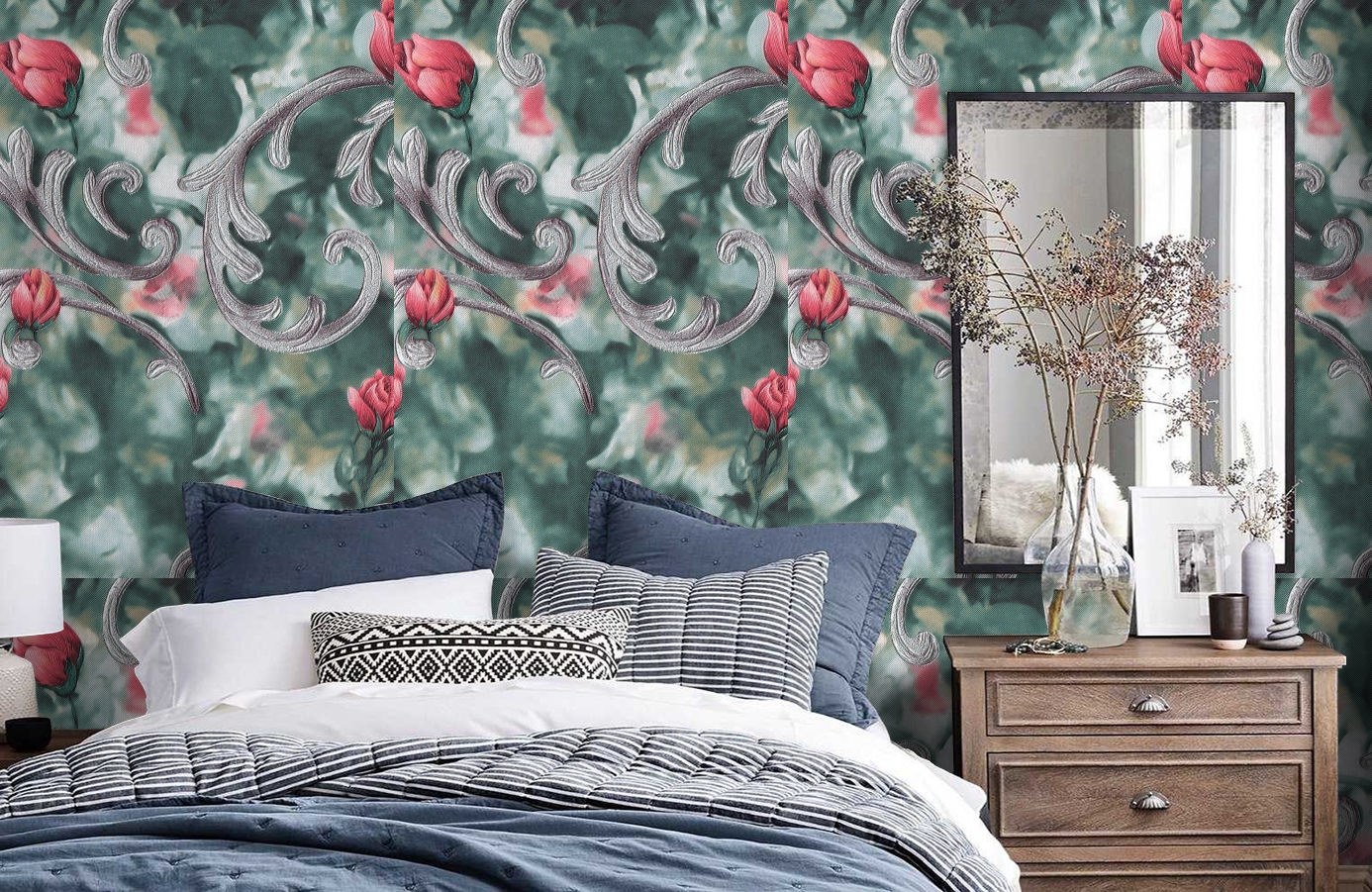 Обои 1159-09 фото в интерьере спальни Обои 1159-09 фото в интерьере спальни