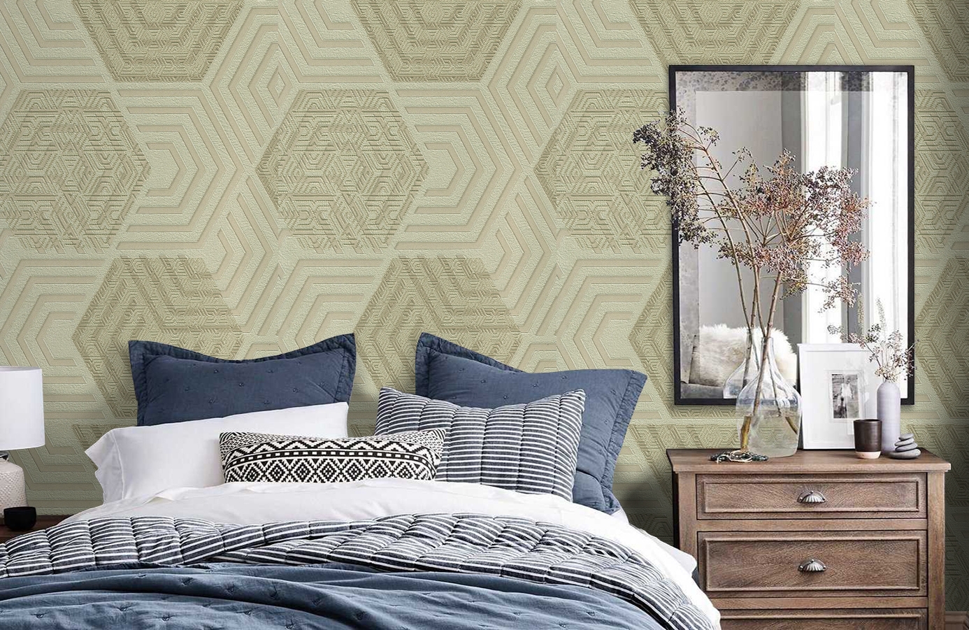 Обои 1161-04 фото в интерьере спальни