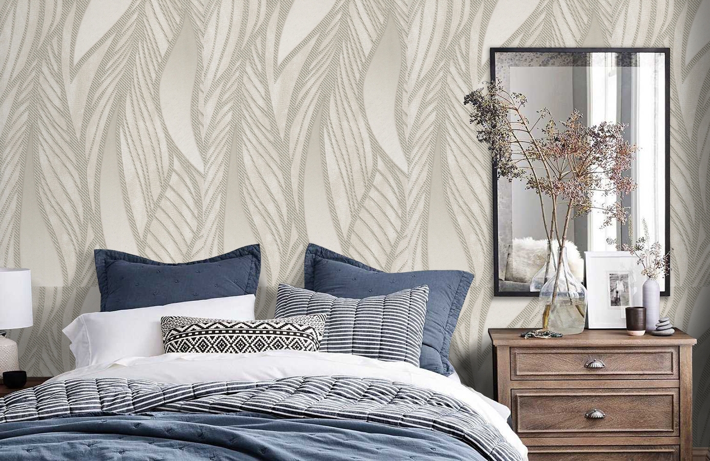 Обои 1163-02 фото в интерьере спальни