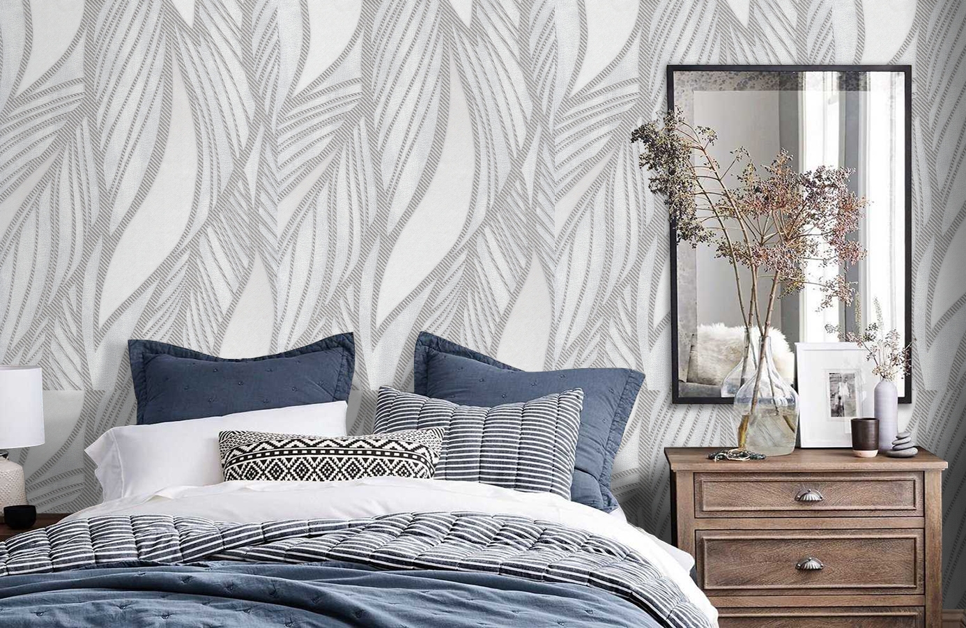 Обои 1163-11 фото в интерьере спальни