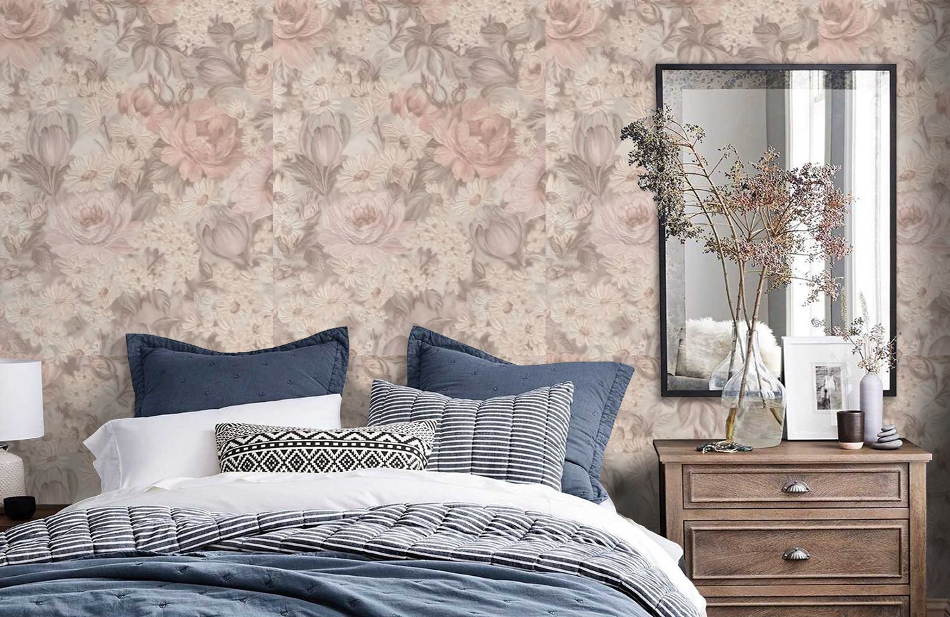 Обои 3643-4 фото в интерьере спальни