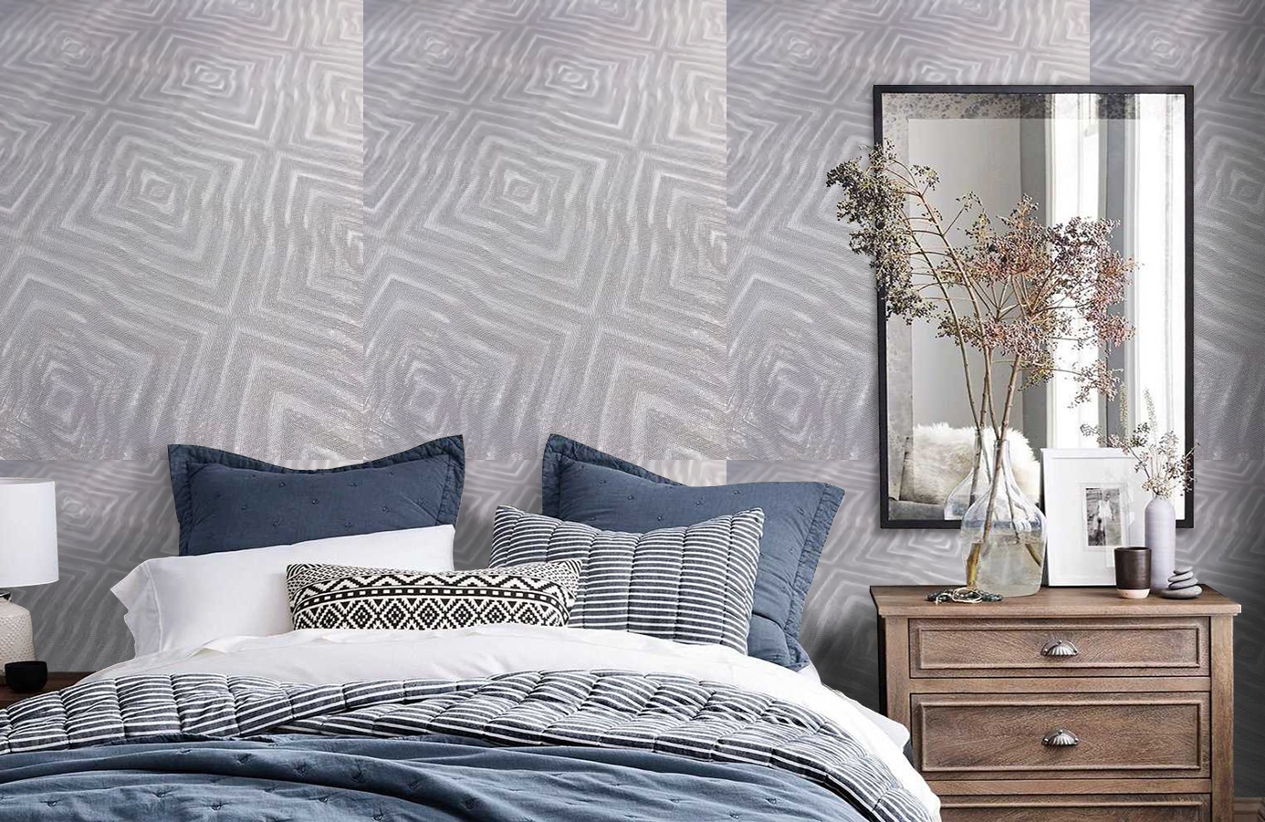 Обои 3727-5 фото в интерьере спальни